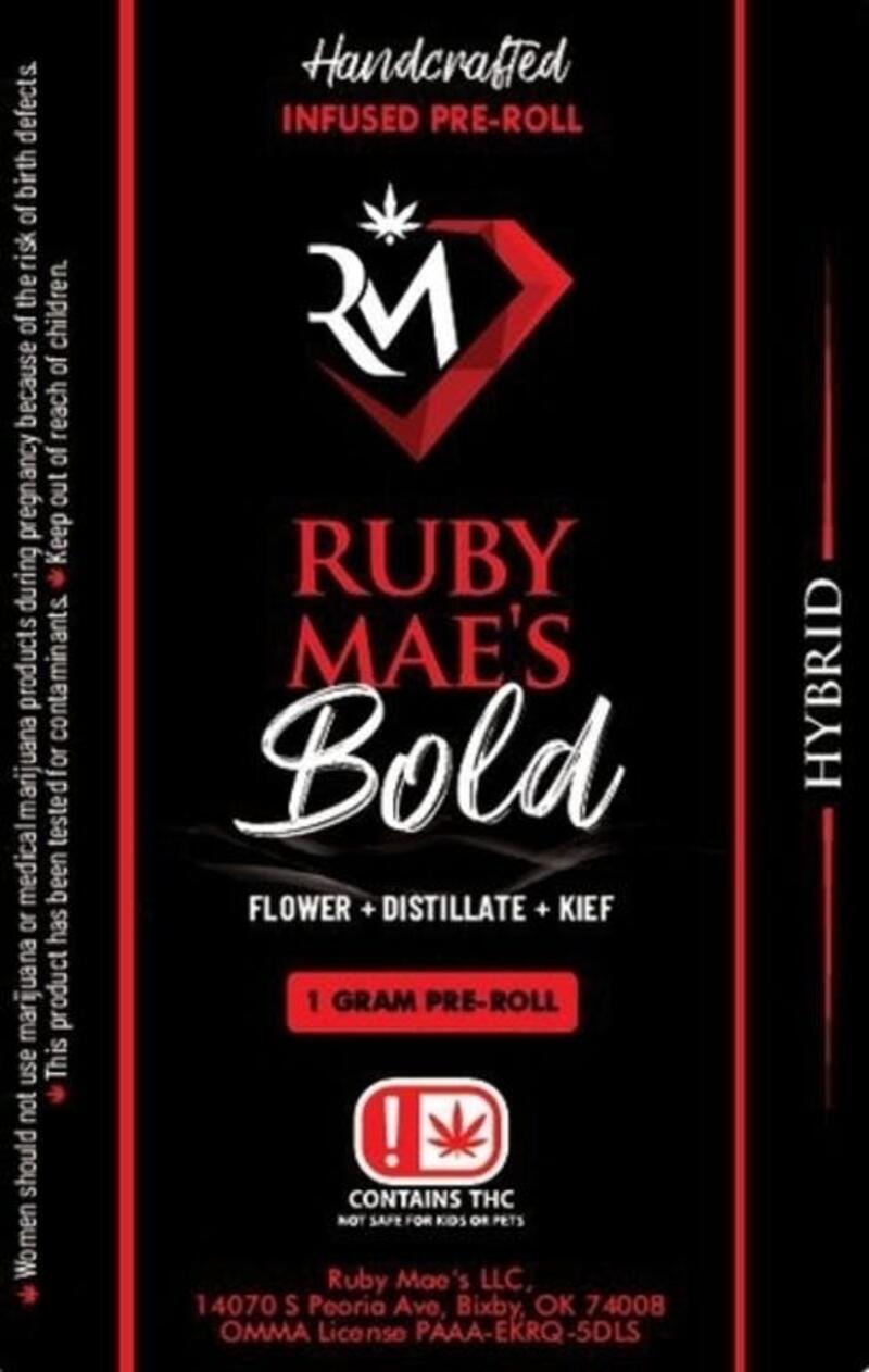 Ruby Mae's Bold Infused 1g Pre-roll (Glass Slipper)