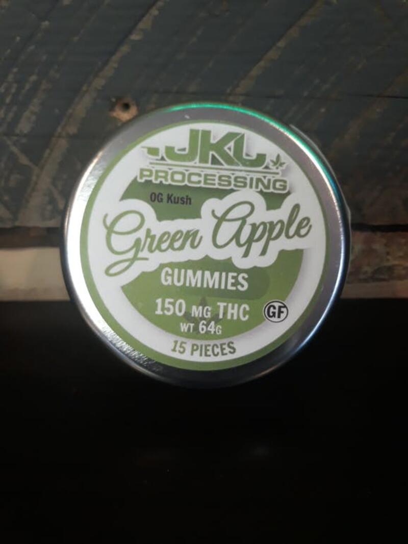 JKJ Green Apple Gummies, 150mg THC, 15 Pieces