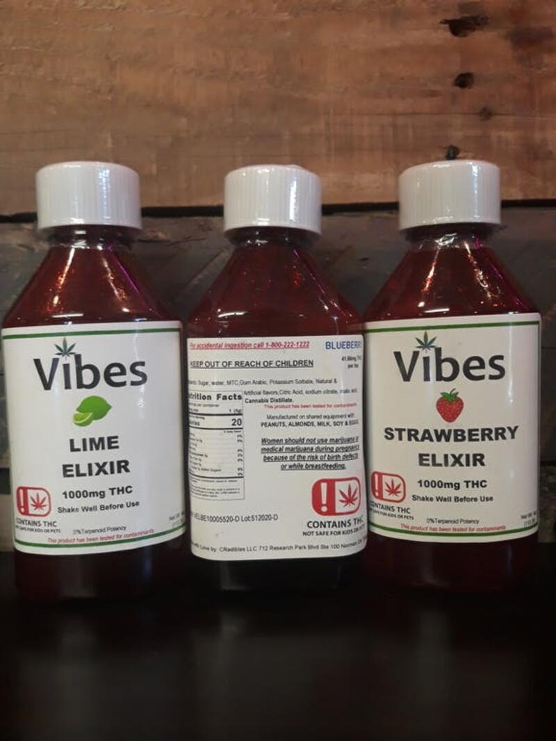 Vibes 1,000mg Elixir (Strawberry, Lime and Blueberry Flavors)