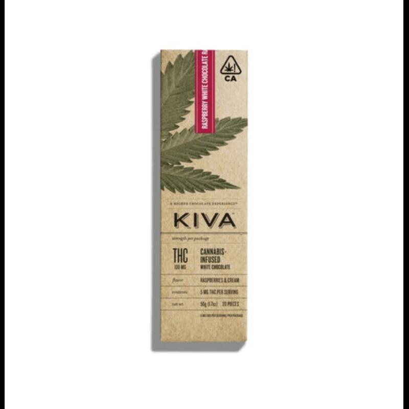 Kiva White Chocolate Raspberry 100mg Bar