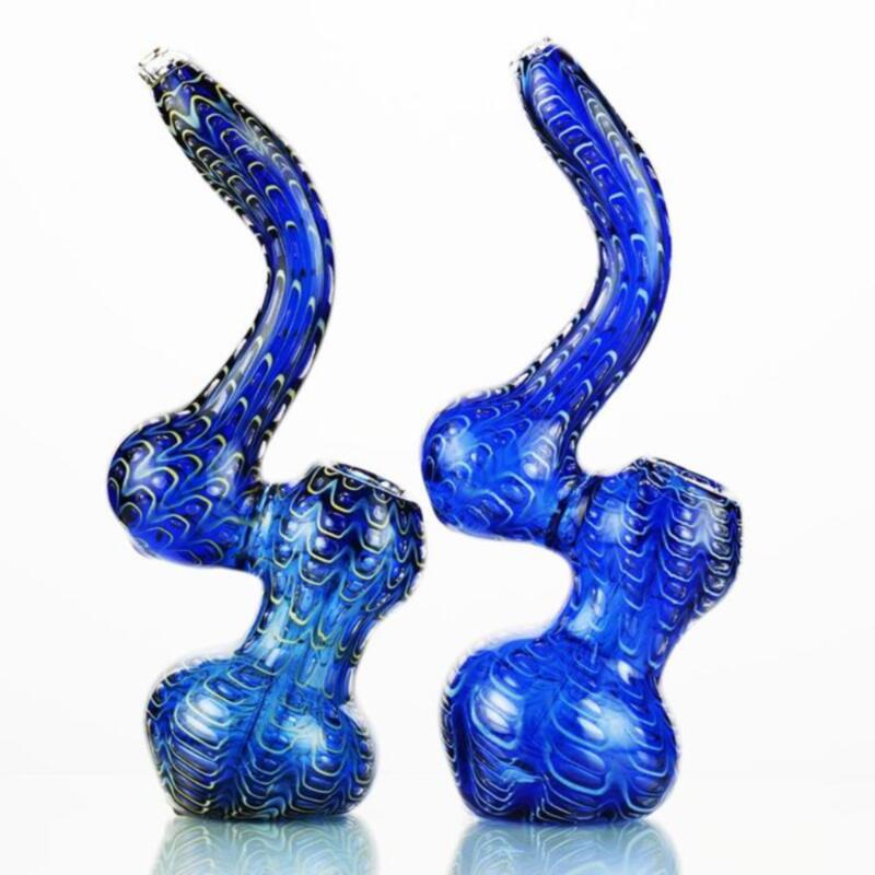 8" Blue Quilted Bubbler