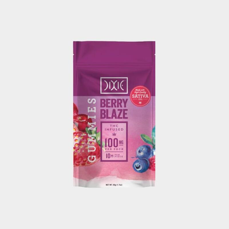 DIXIE - BERRY BLAZE GUMMIES (100MG THC, 10 PACK)