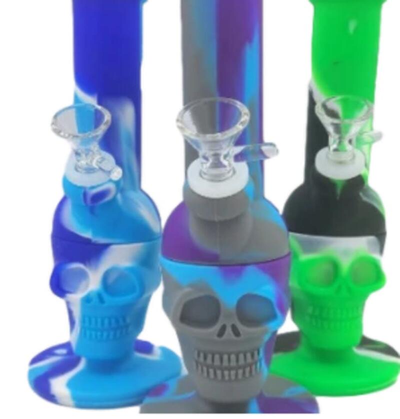 8" Silicone Skull Bong | Assorted Colors |