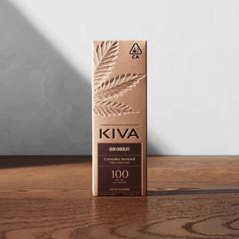 KIVA CONFECTIONS - DARK CHOCOLATE BAR (100MG THC)