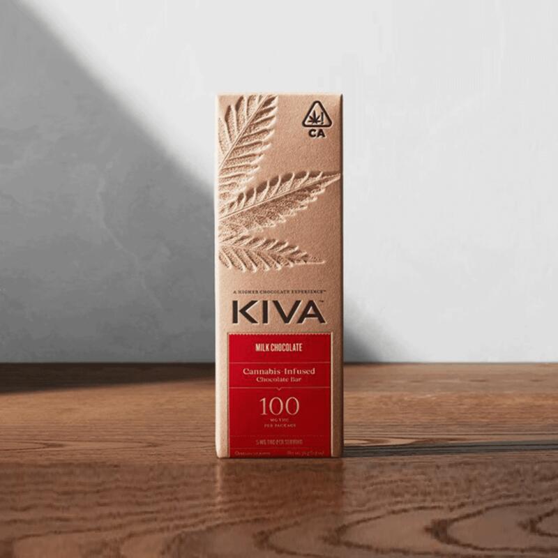KIVA CONFECTIONS - MILK CHOCOLATE BAR (100MG THC)