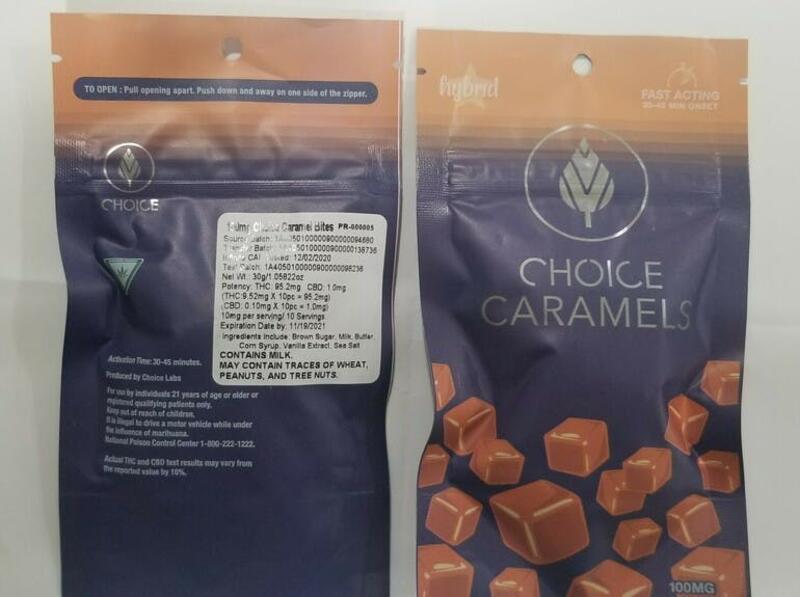 Choice Chocolates- Caramels - Hybrid 100mg