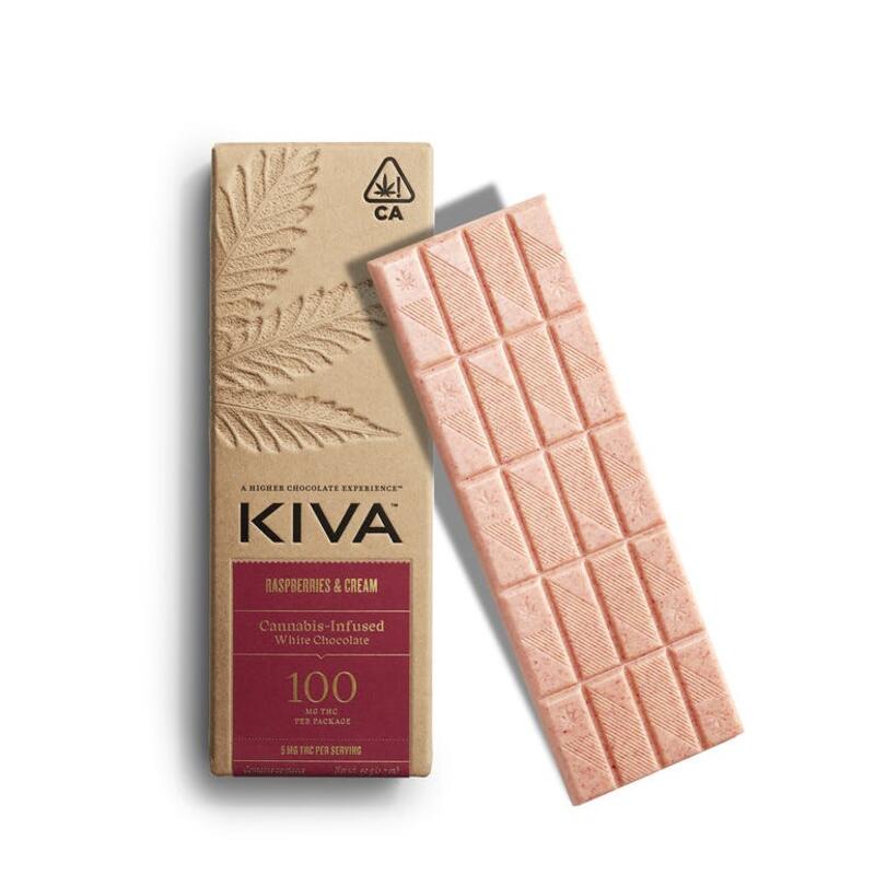 Kiva Raspberry White Chocolate Bar - 100mg