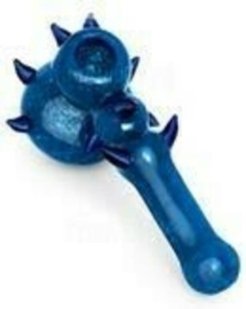 Blue & Aqua Thorned Frit Hammer Bubbler 6.5"-75016