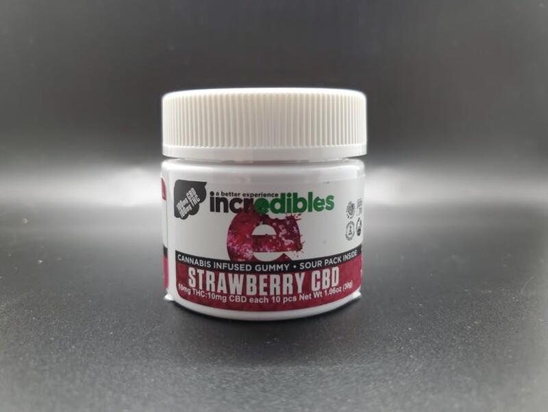 Incredibles Strawberry CBD Gummies 200MG 1:1