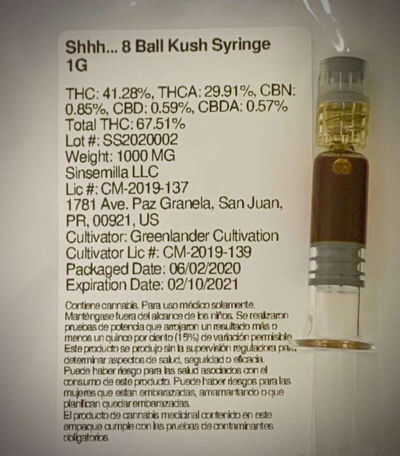 Shhh... 8 Ball Kush Syringe 1G