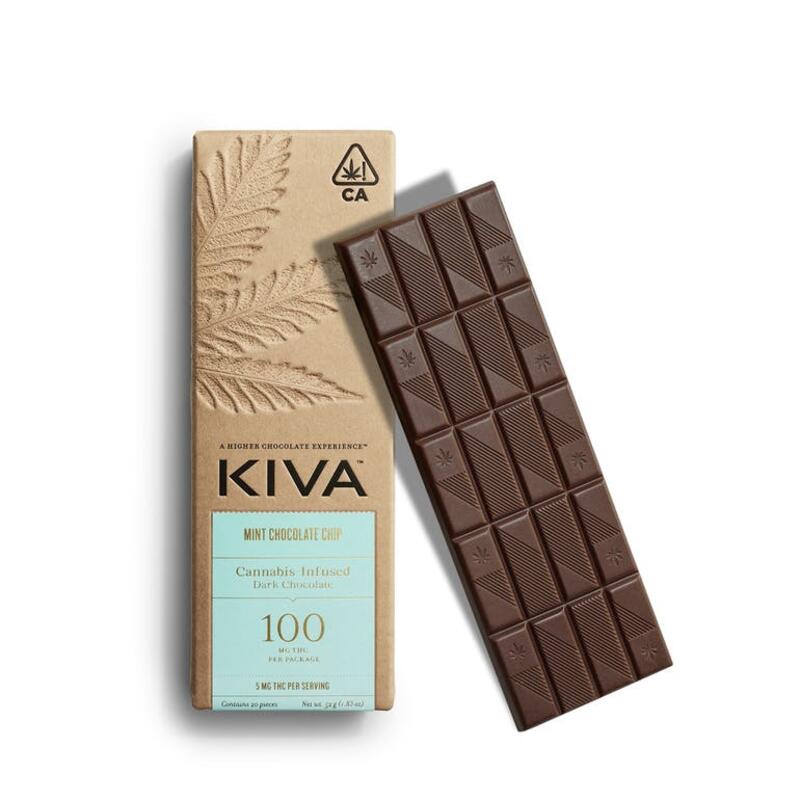 Kiva Mint Chip Dark Chocolate Bar - 100mg