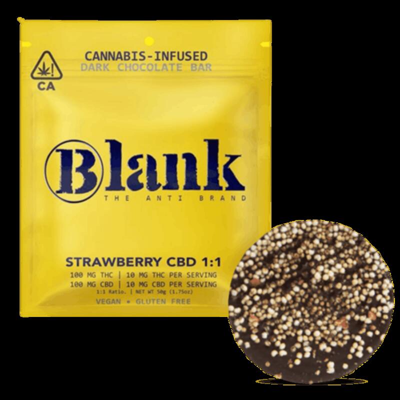 Blank | Strawberry 1:1 CBD Chocolate | 100mg