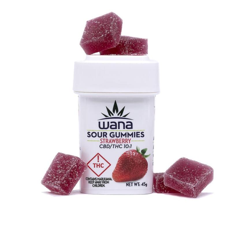 Wana Sour Gummies: Strawberry 10:1 CBD/THC