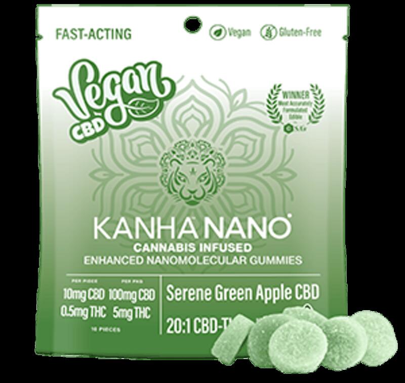Kanha CBD Nano | 20:1 CBD:THC Edible | Vegan Serene Green Apple
