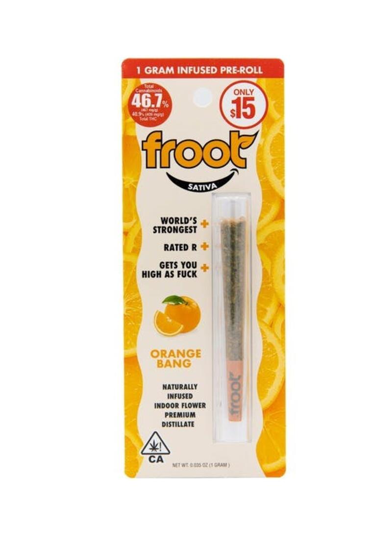 Froot - Orange Bang 1g Infused Pre-Roll, Froot Orange Bang 1g Infused Pre-Roll