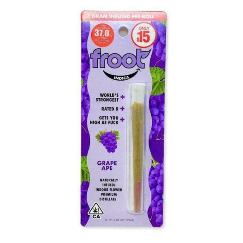 Froot - Grape Ape 1g Infused Pre-Roll, Froot Grape Ape 1g Infused Pre-Roll