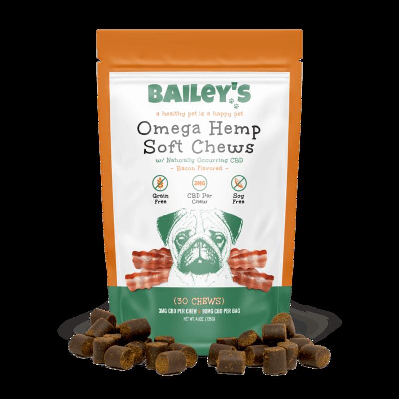 Bailey's Omega Hemp Soft Chews 30 Count Bag