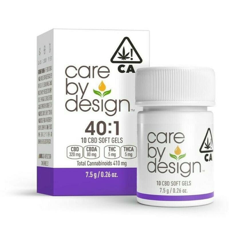 Care By Design | Care By Design | 40:1 CBD:THC Soft Gel | 32mg:0.5mg 10 Capsules