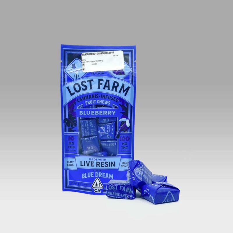 KIVA - Lost Farm Chews Blueberry 100 MILLIGRAMS