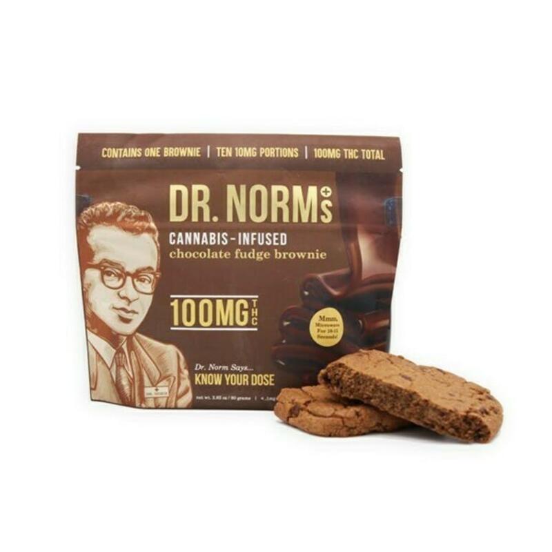 Chocolate Fudge Brownie 100mg THC single brownie - Dr. Norm's