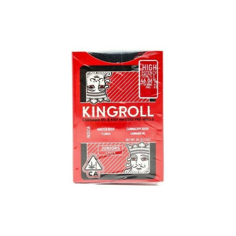 Kingroll | Kingroll Jr | Master Kush x Cannalope Kush | 3g Infused Pre-rolls 4pk