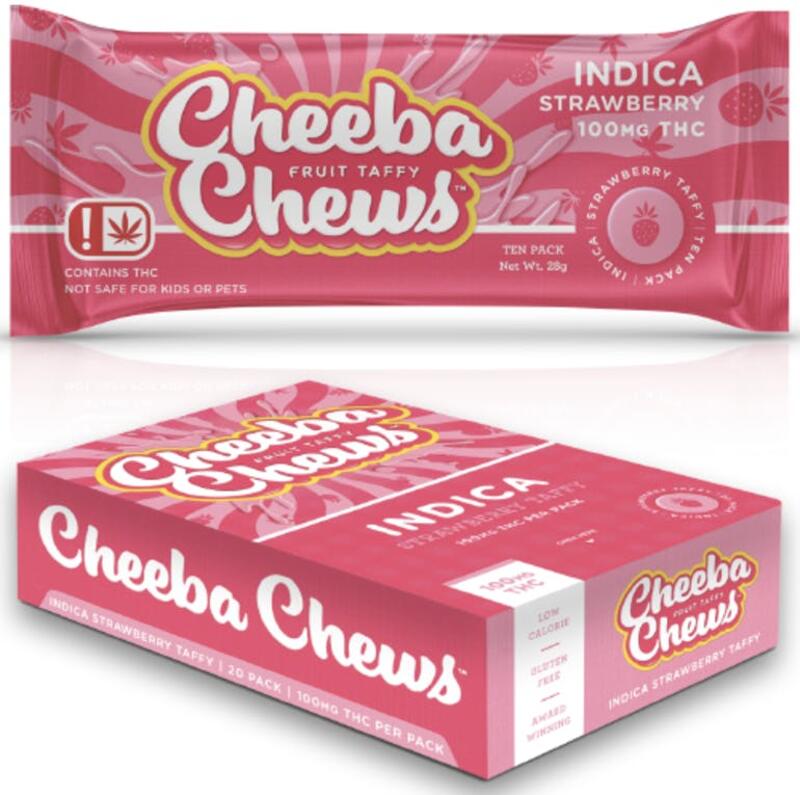 Cheeba Chews -100mg Indica Taffy Strawberry