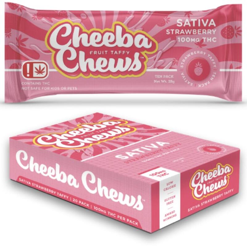 Cheeba Chews- 100mg Sativa Taffy Strawberry