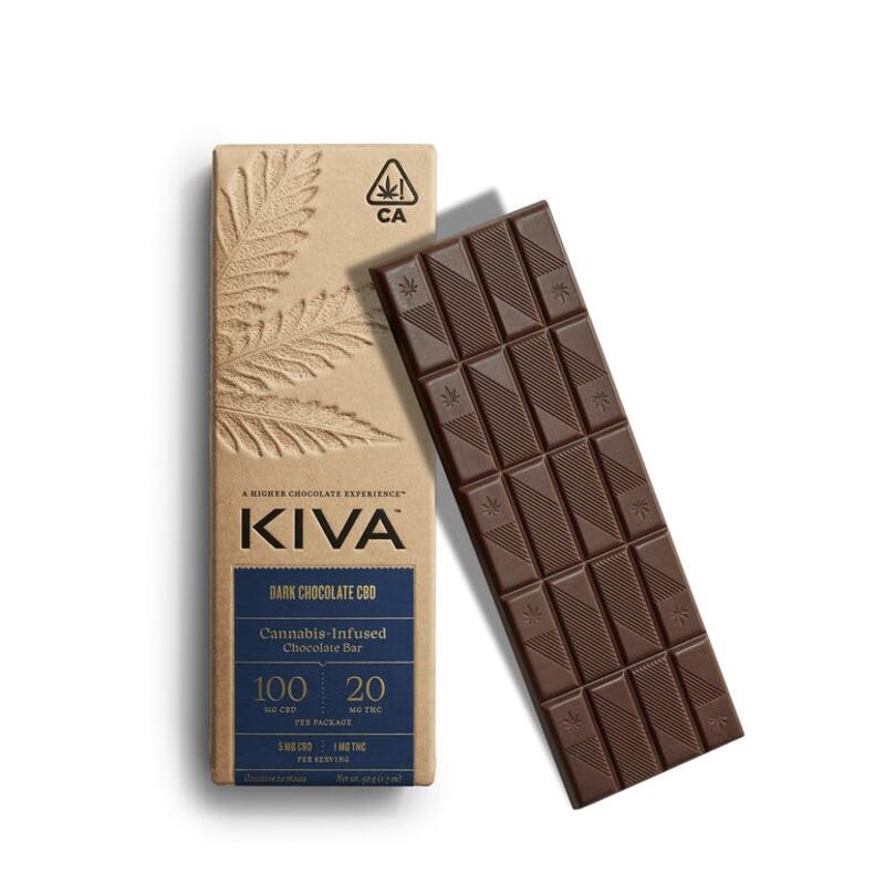 Kiva CBD Dark Chocolate 5:1 Bar 100MG CBD