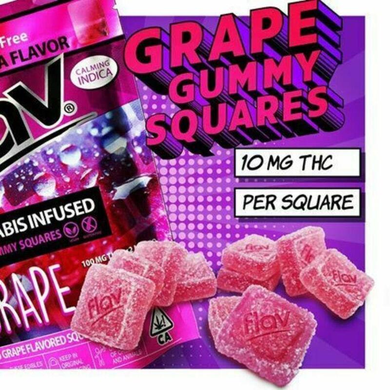 Flav Sour Grape Gummy Squares 100mg