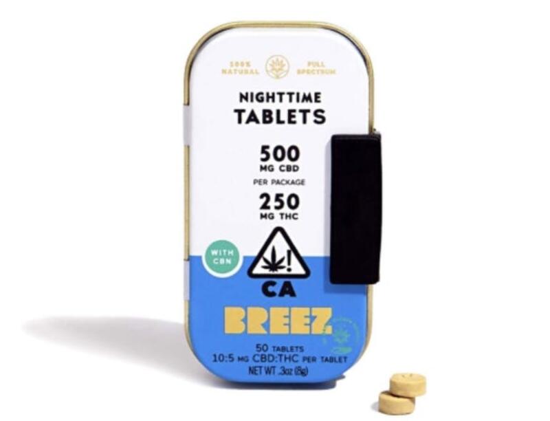 BREEZ - NIGHTTIME TABLET TINS (250THC/500CBD)