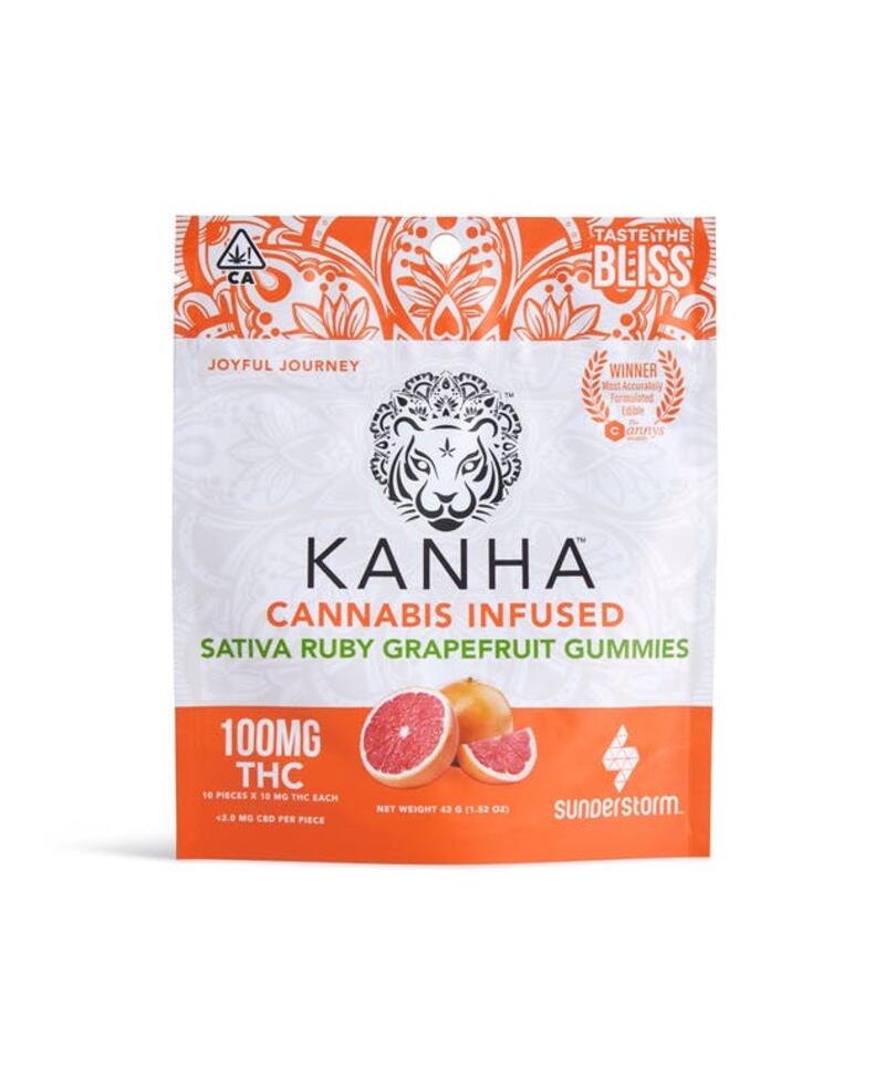 Kanha Sativa Ruby Grapefruit Gummies 100mg