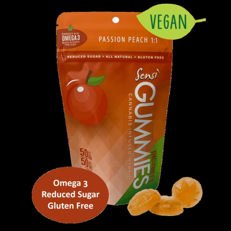Sensi Gummies Passion Peach 1:1: Vegan + Low Sugar