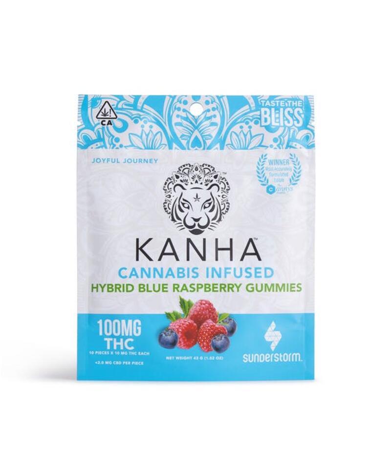 Kanha Hybrid Blue Raspberry Gummies 100mg