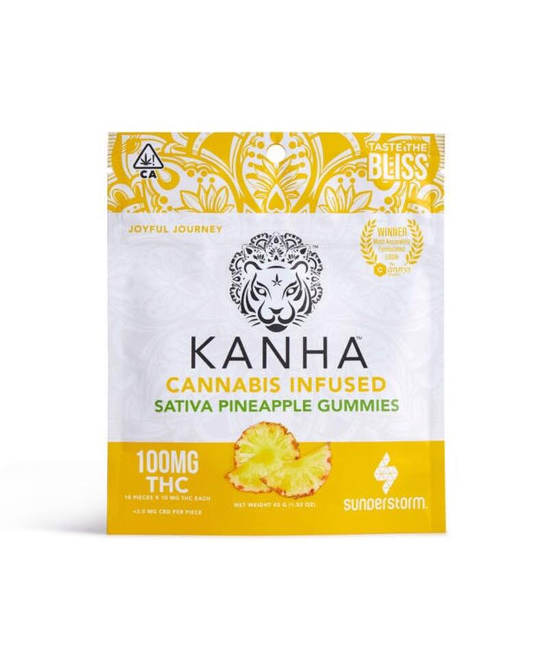 Kanha Sativa Pineapple Gummies 100mg
