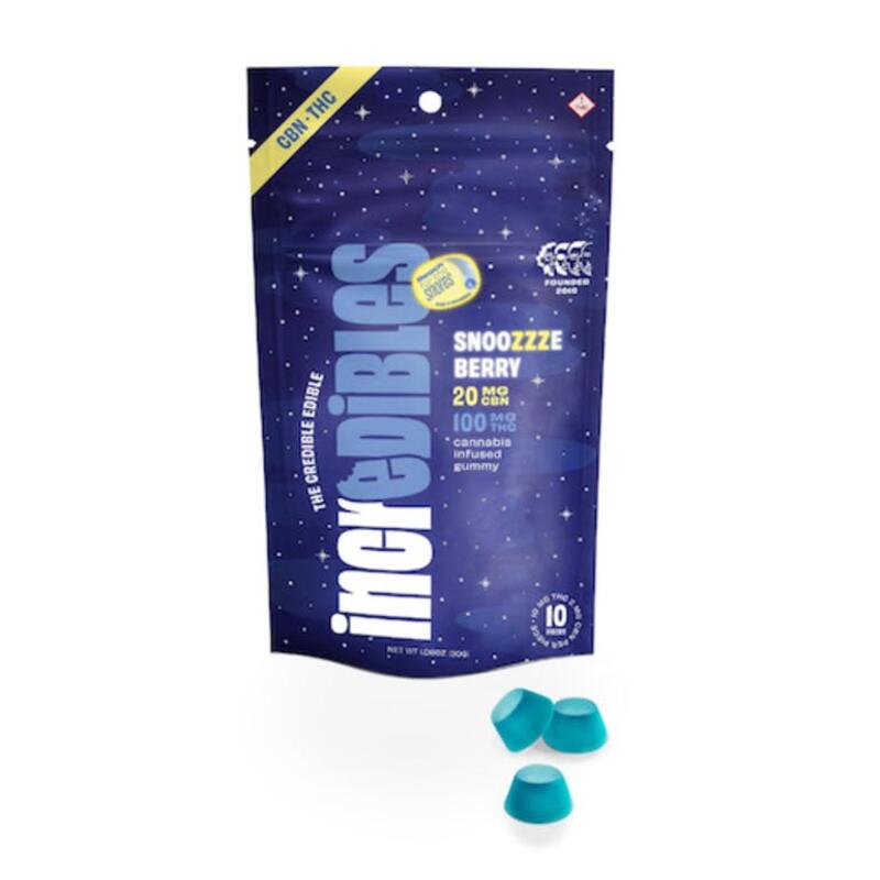 Incredibles Snoozzzeberry Indica Gummies 120mg (10ct)