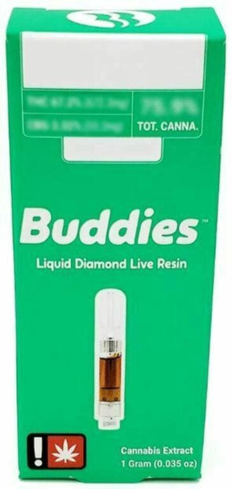 Buddies Liquid Diamonds Live Resin Cart 1g (H) Frosted Zinn
