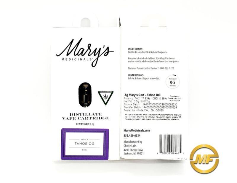 Mary's Medicinals | Tahoe OG | Cartridge | .5g