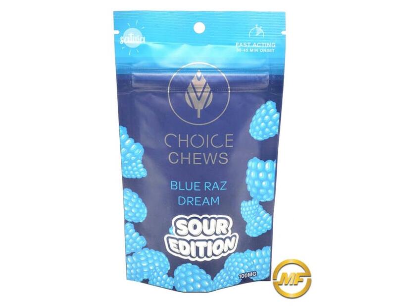 Choice | Sour Blue Razz Soft Cube Chews | 100mg