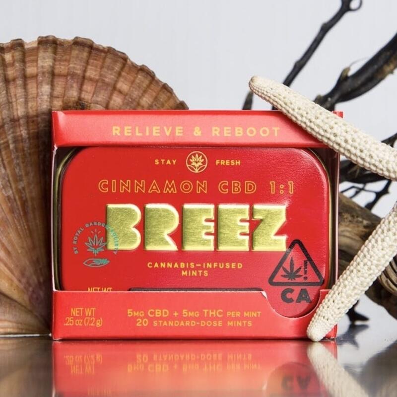 BREEZ - Cinnamon CBD Tin - Tablets 100mg CBD & 100mg THC (1:1)