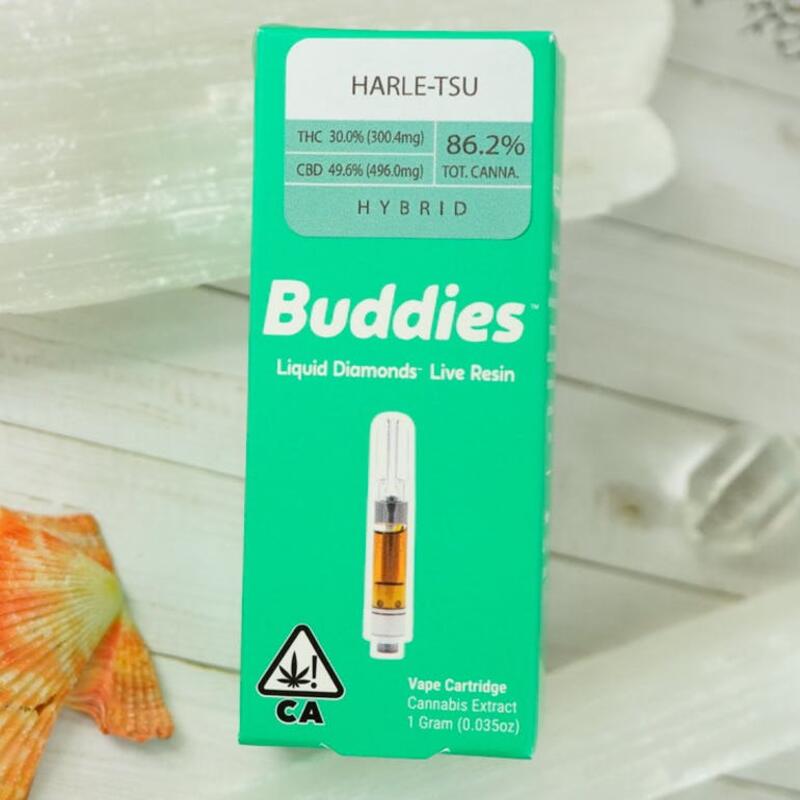 Buddies - Harle Tsu (1:1 CBD) - 1g Live Resin Vape Cartridge