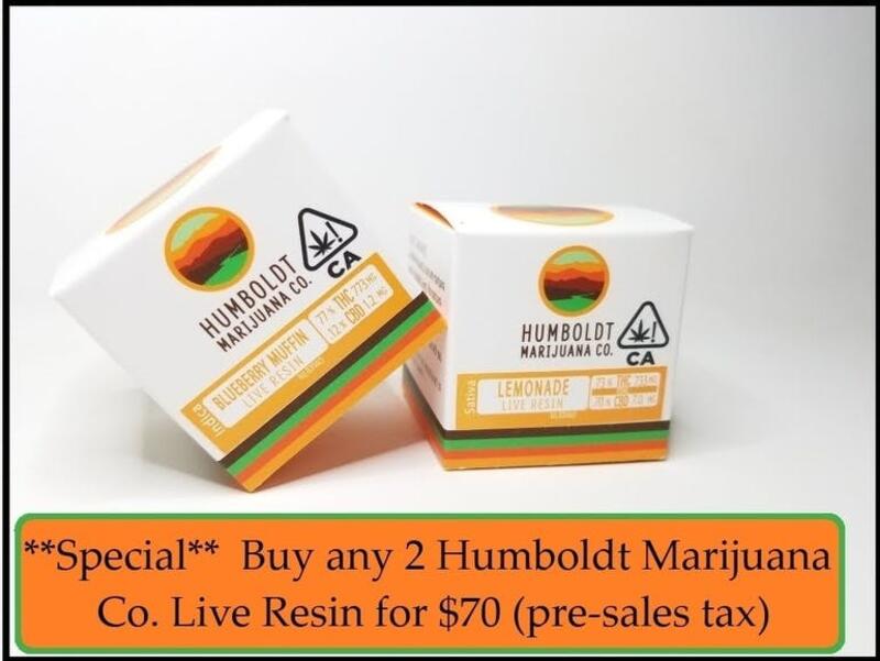 *SPECIAL* Buy any two Humboldt Marijuana Co Live Resins for $70 (pre-sales tax)