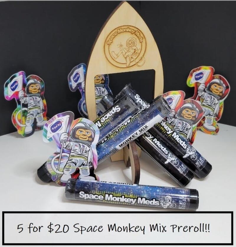 *SPECIAL* 5 for $20 on Space Monkey Meds Monkey Mix Pre-Rolls (Limit 10 per order)