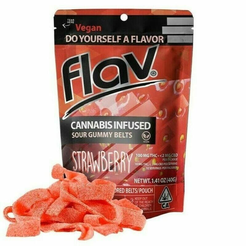 Flav | Flav - 10pk 100mg Strawberry Sour gummy Belts