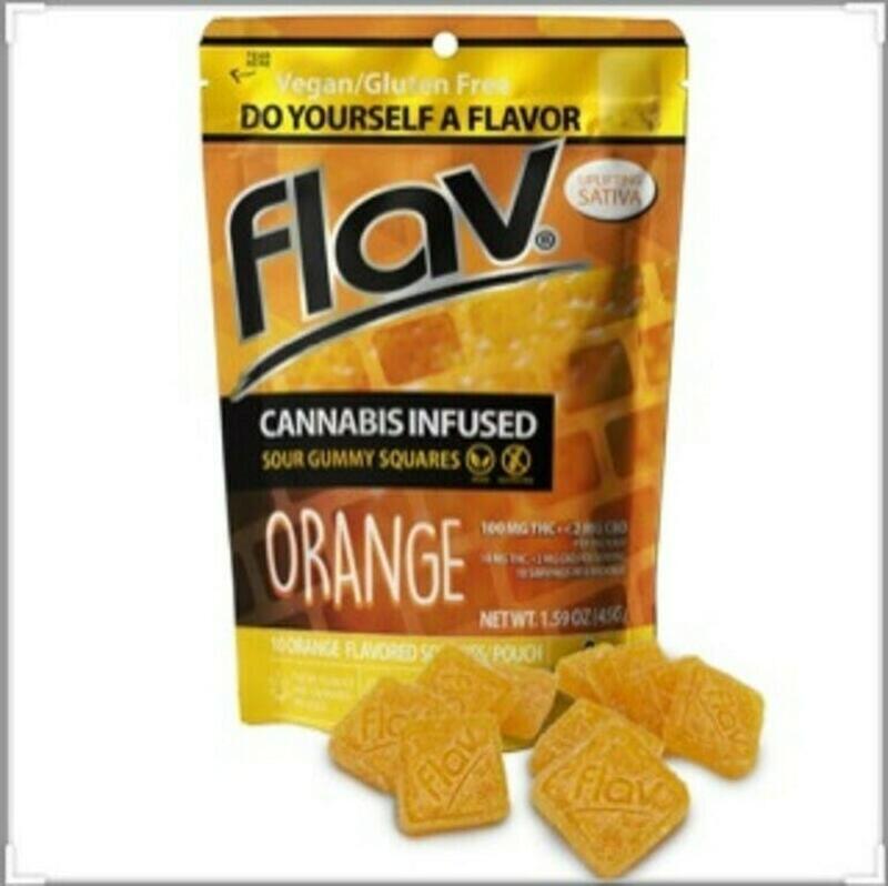 Flav | Flav - 10pk 100mg Orange Sour gummy Squares