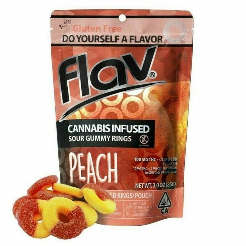 Flav | Flav - 10pk 100mg Sour Peach Gummy Rings -