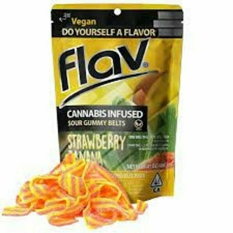 Flav | Flav - 10pk 100mg Strawberry Banana Sour Gummy Belts