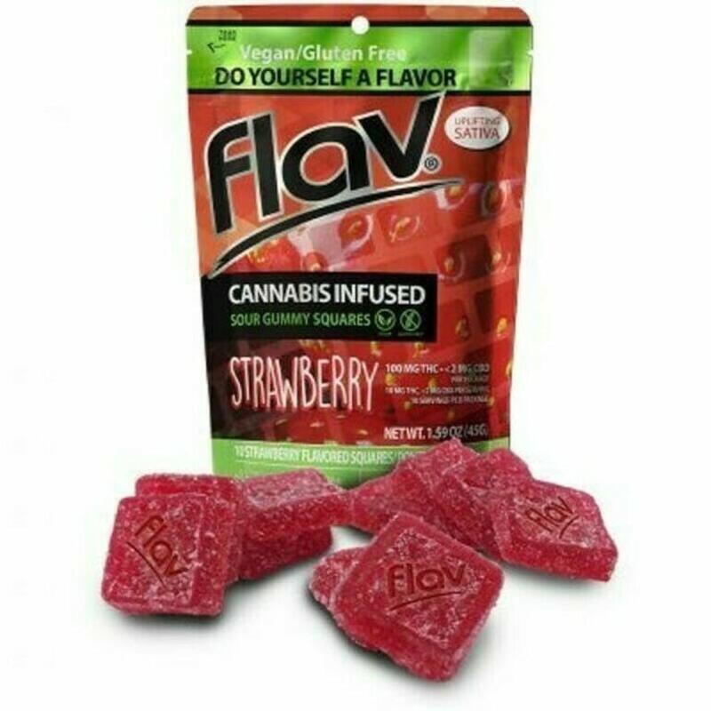 Flav | Flav - 10pk 100mg Strawberry Sour Gummy Squares