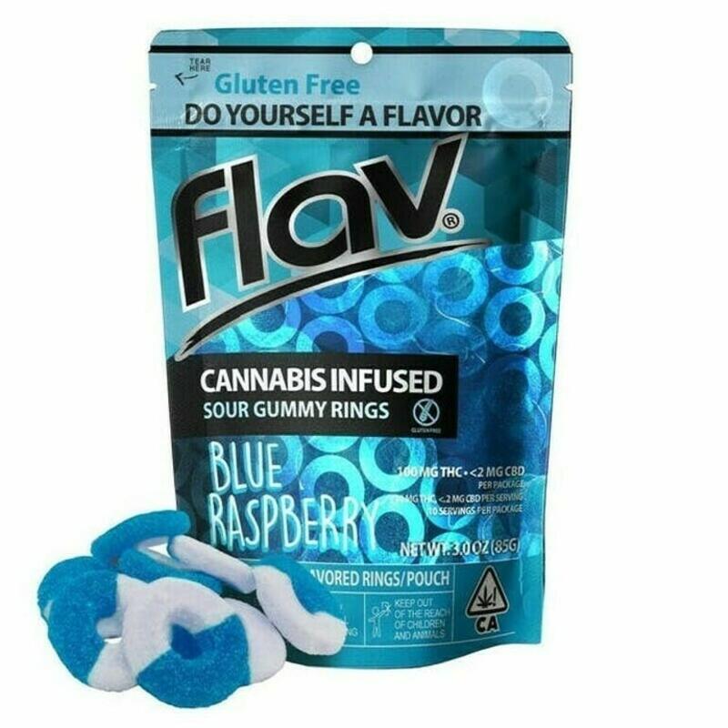 Flav | Flav - 10pk 100mg Blue Raspberry Sour Gummy Rings