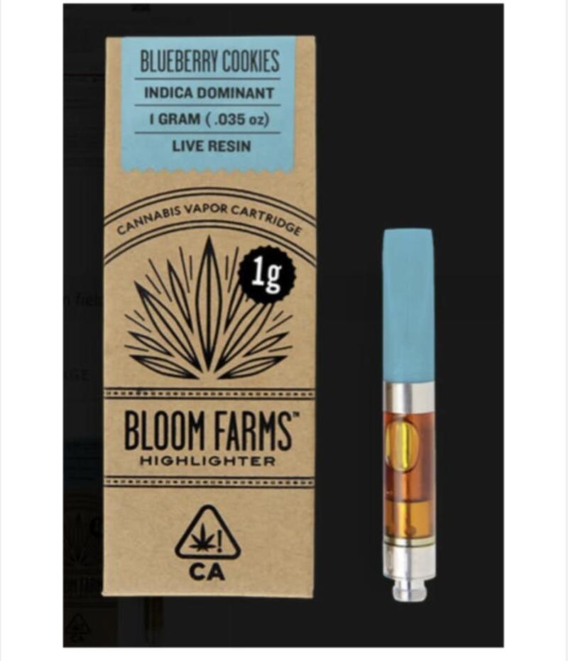 Bloom Farms: 1G Live Resin Cartridge - Blueberry Cookies