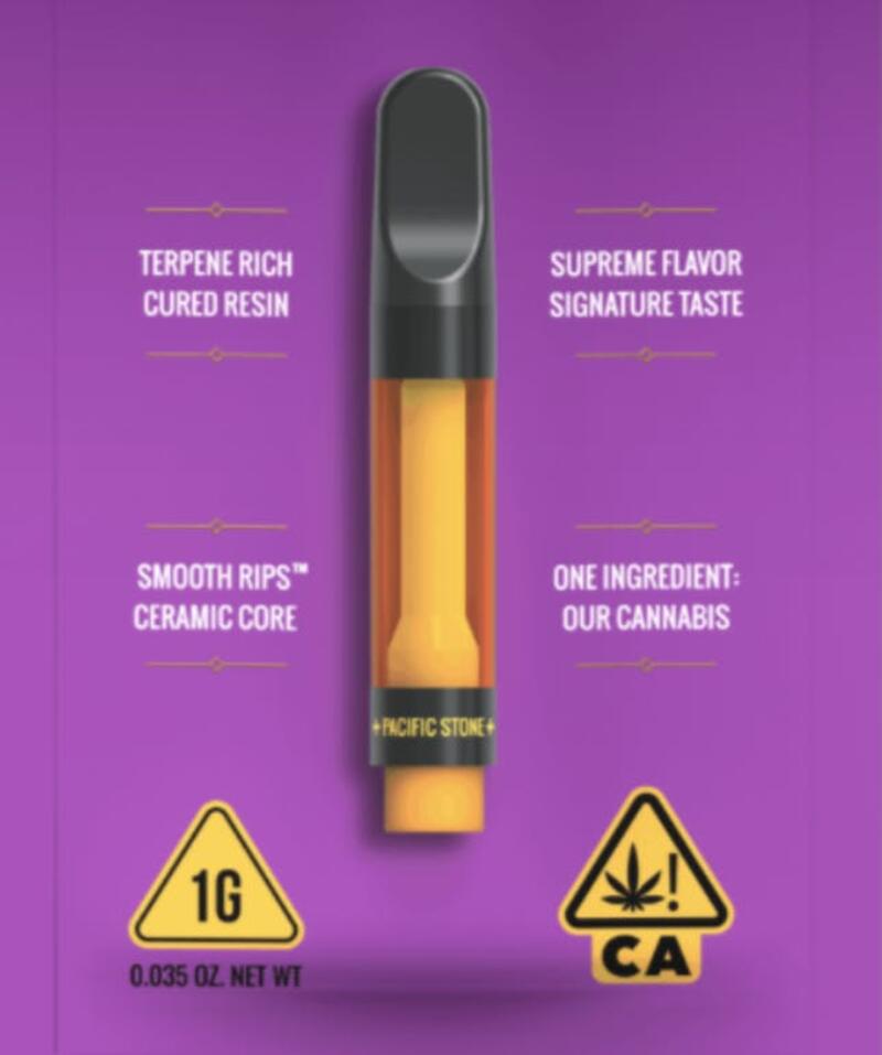 Pacific Stone: Smooth Rips 1G Vape Cartridge - Private Reserve OG
